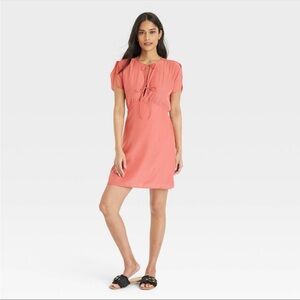 Universal Thread Tie-Front Flutter Short Sleeve Mini A-Line Dress